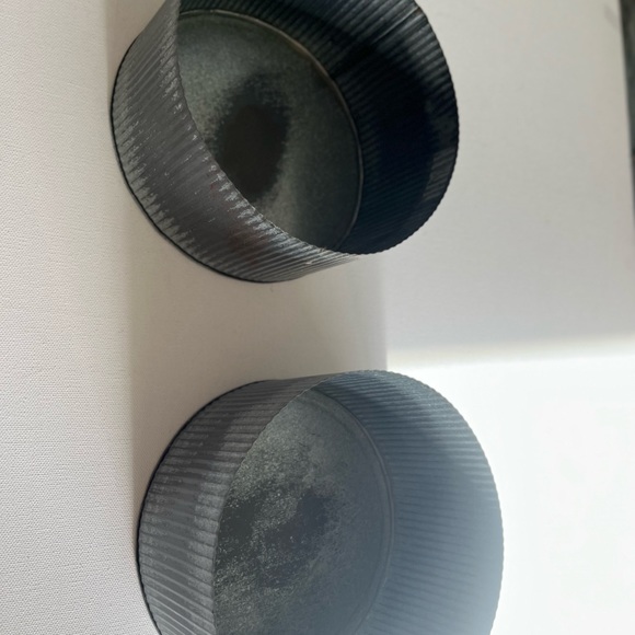 Two Ribbed Metal Round Bowl Containers - Picture 3 of 12